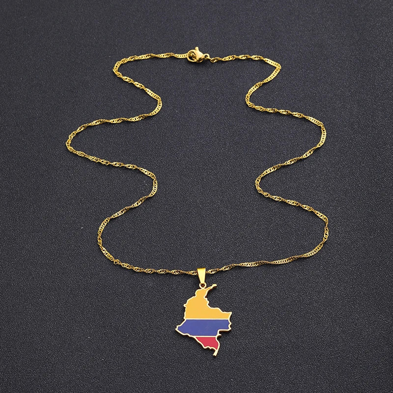 Collar unisex bandera del mapa de Colombia