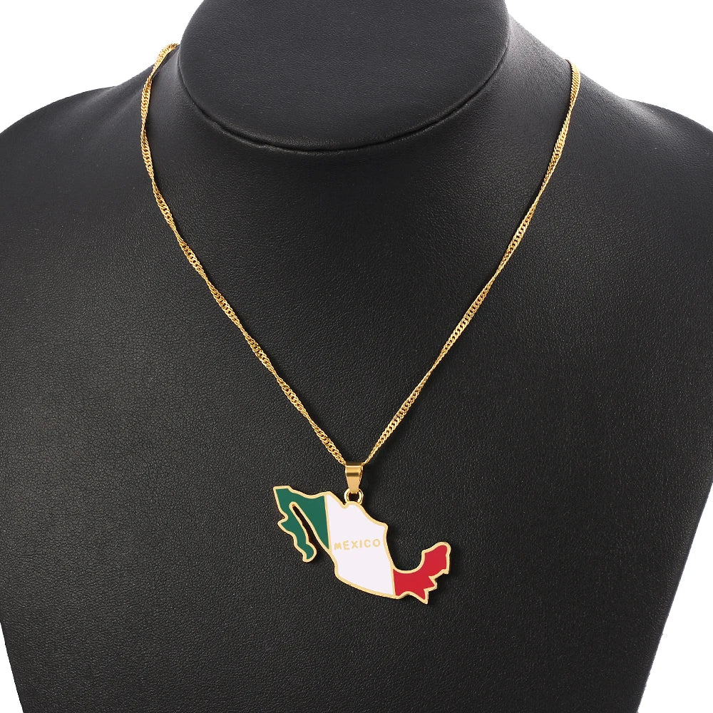 Collana con bandiera con mappa del Messico