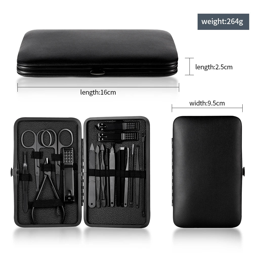 Black Nail Clipper Set Stainless Steel