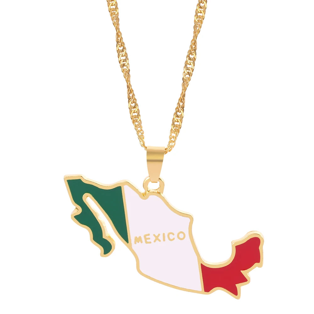 Collana con bandiera con mappa del Messico
