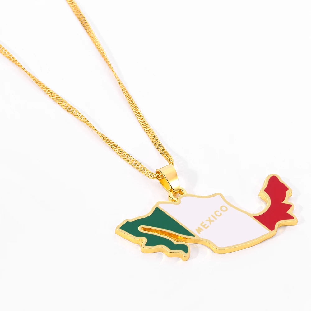Collana con bandiera con mappa del Messico
