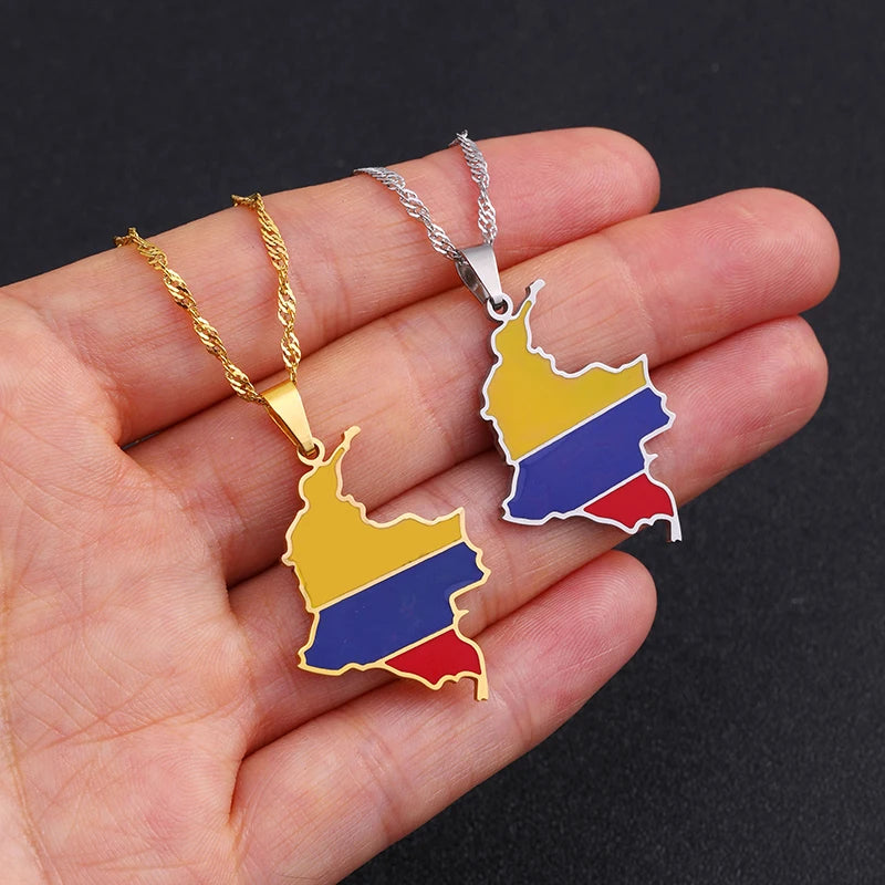 Collar unisex bandera del mapa de Colombia