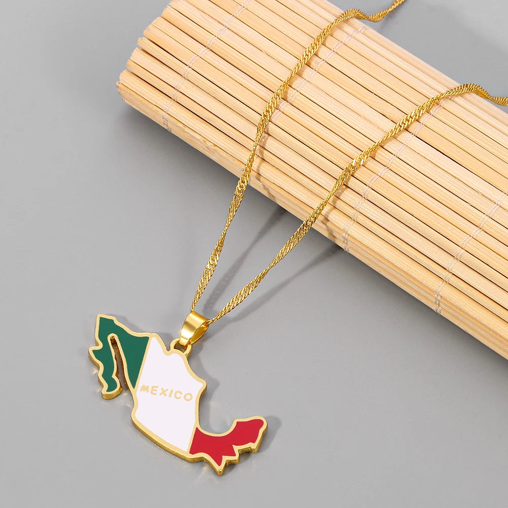 Collana con bandiera con mappa del Messico