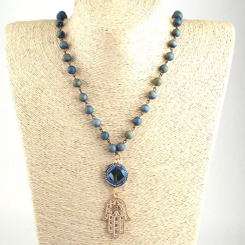 Rosary Crystal Palm Necklace