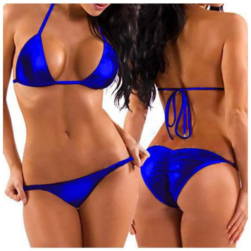 Women Two-Piece PU Leather Bikini