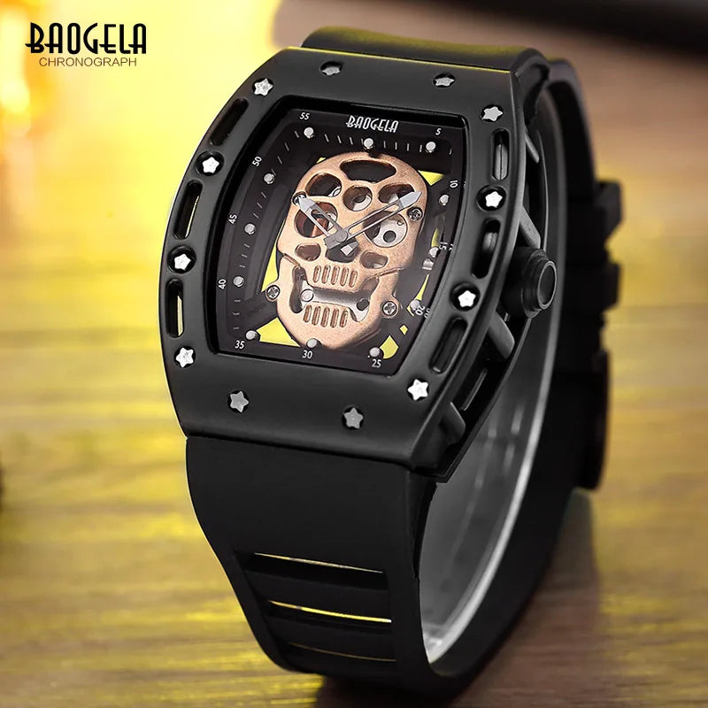 Men Skeleton Skull Luminous Quartz Watch