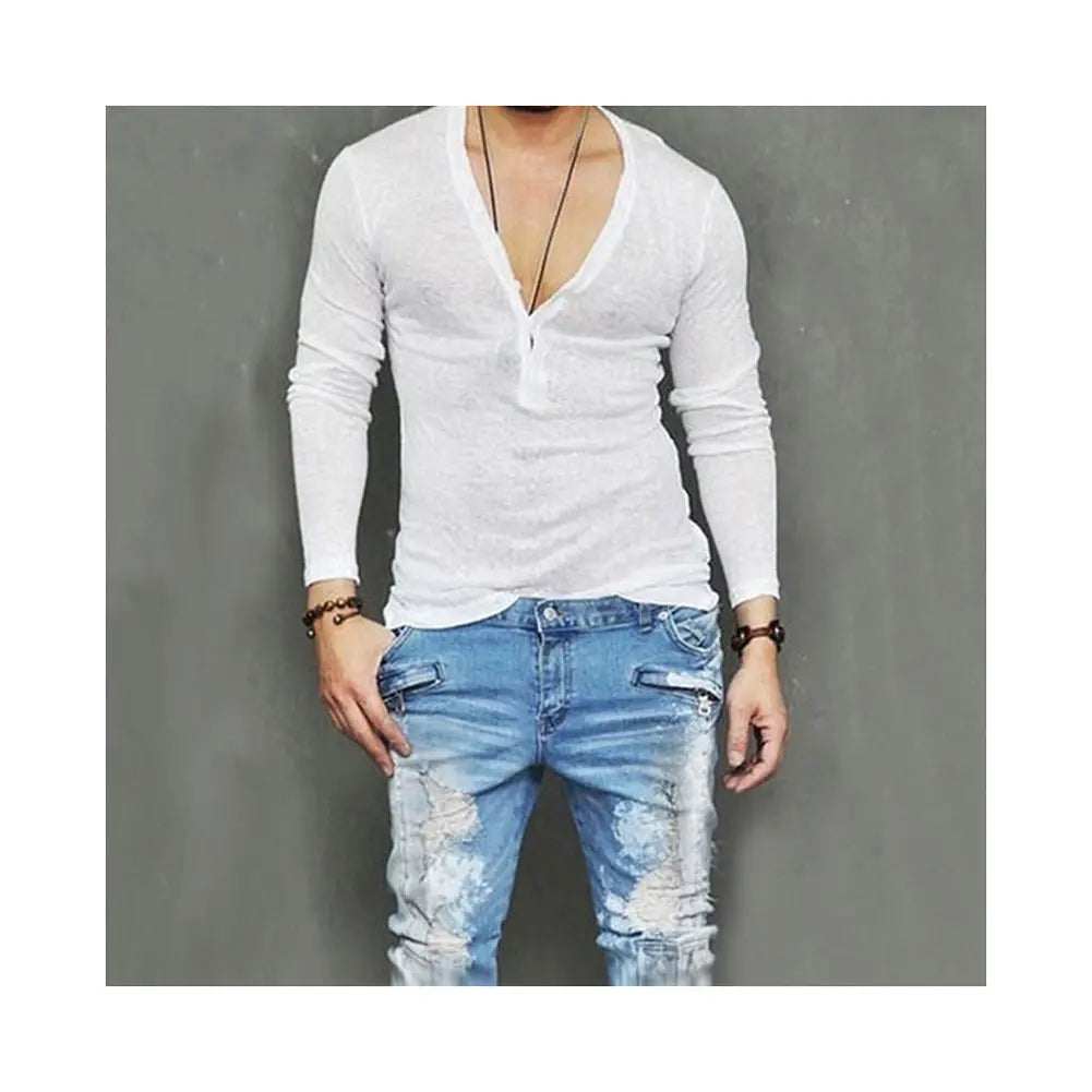 Men Casual Slim Fit Long Sleeve Shirt