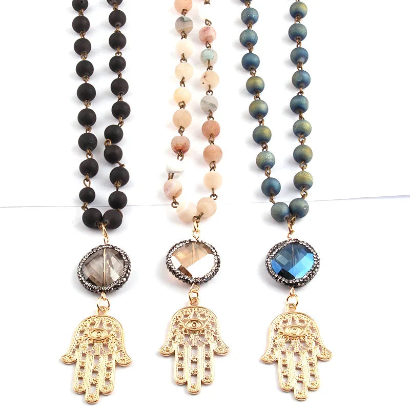 Rosary Crystal Palm Necklace
