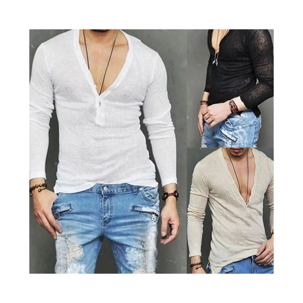 Men Casual Slim Fit Long Sleeve Shirt