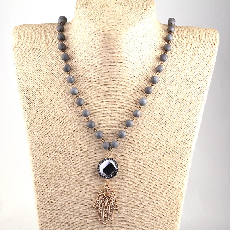 Rosary Crystal Palm Necklace