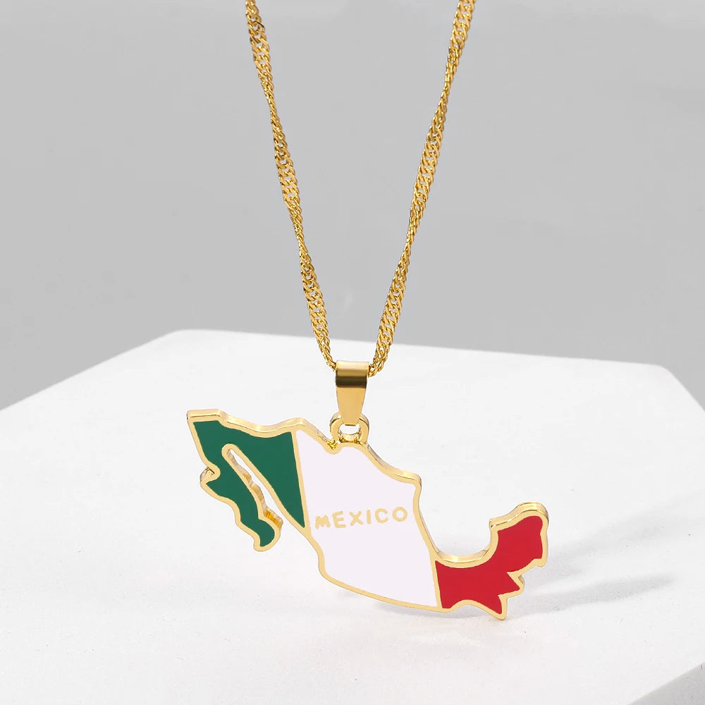 Collana con bandiera con mappa del Messico