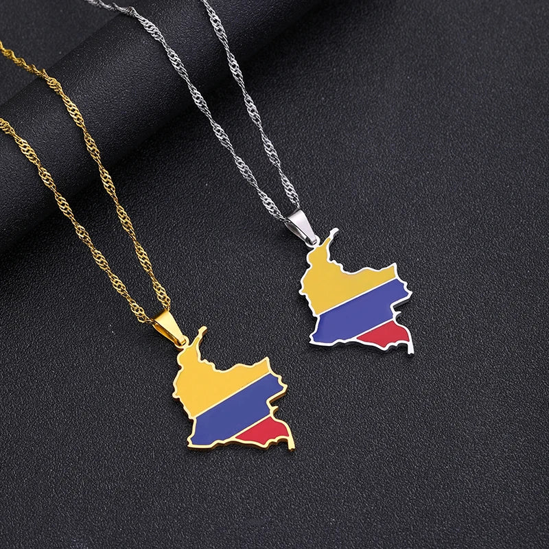 Collar unisex bandera del mapa de Colombia