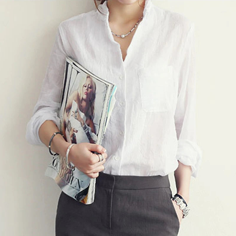 Women Fashion Linen Shirt