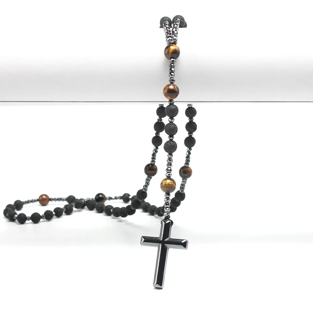 Natural Stone Tiger-eye Hematite Necklace