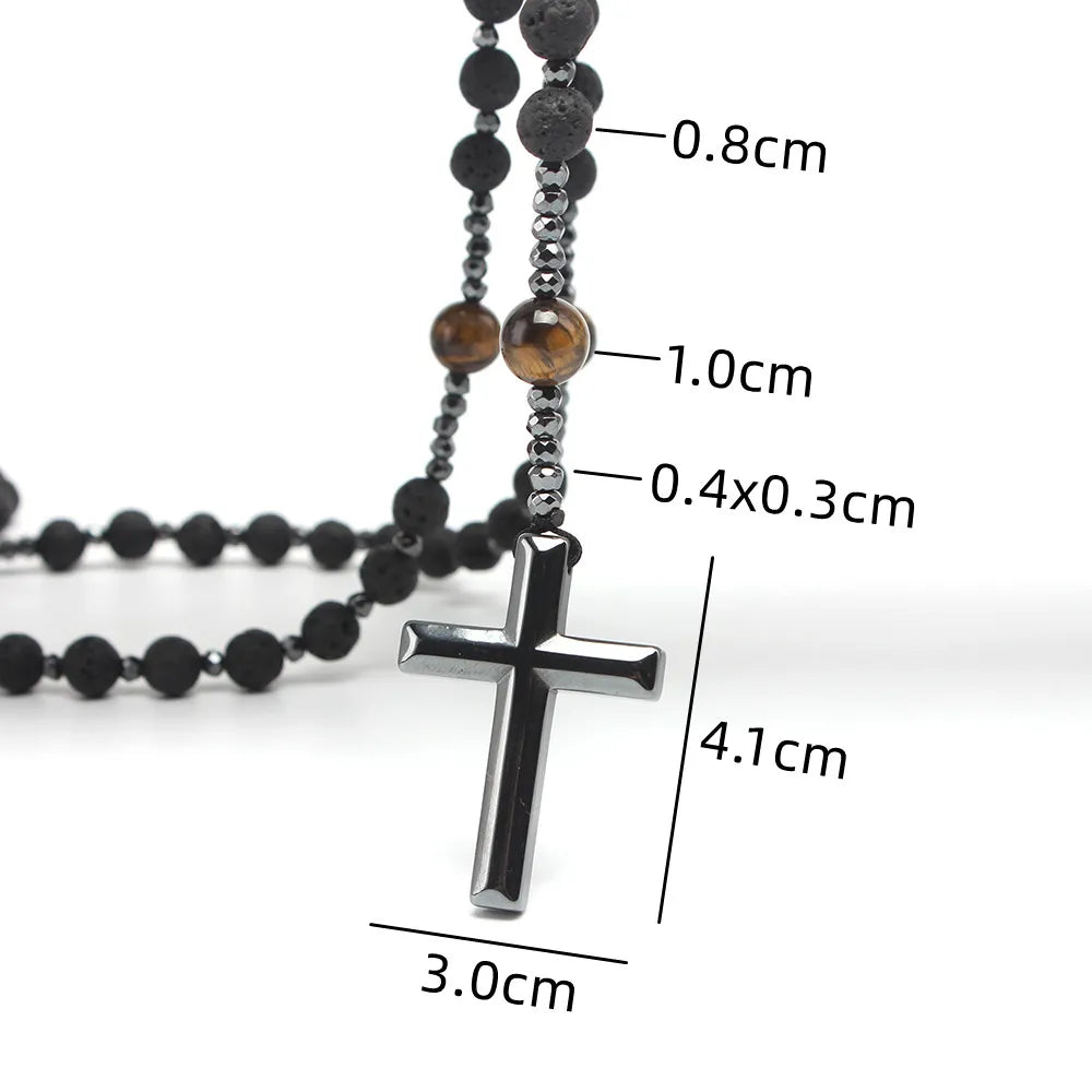 Natural Stone Tiger-eye Hematite Necklace