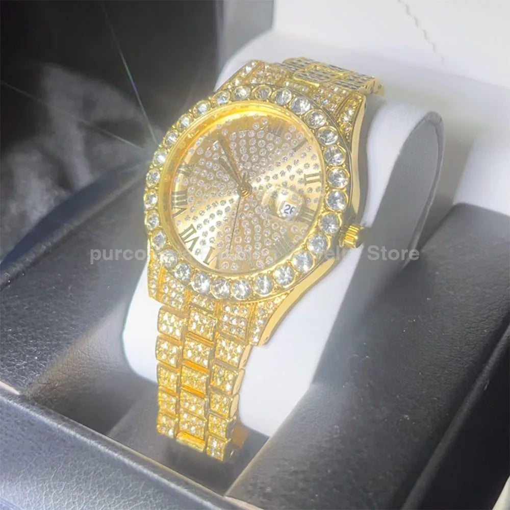 Men Shiny Rhinestones Watch