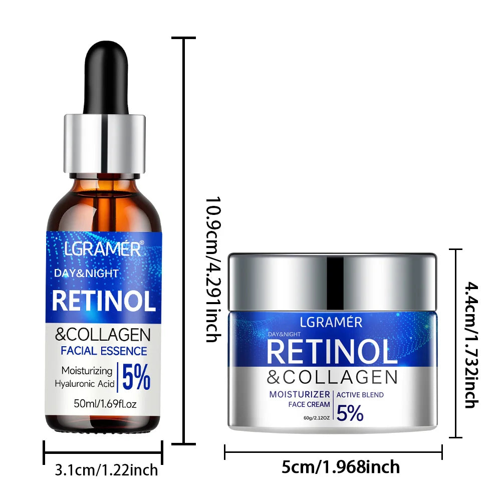 Retinol Cream Serum Combo Set Locks In Moisture Repairs Skin Smoothes Wrinkles Increases Elasticity For Younger Healthier Skin
