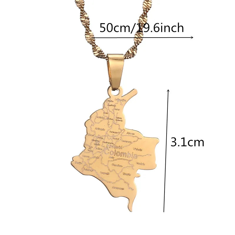 Collana con mappa della Colombia