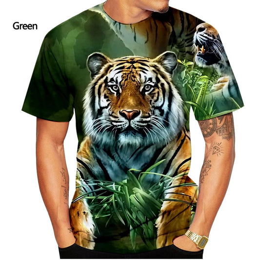 Men 3D Tiger Print T-Shirt