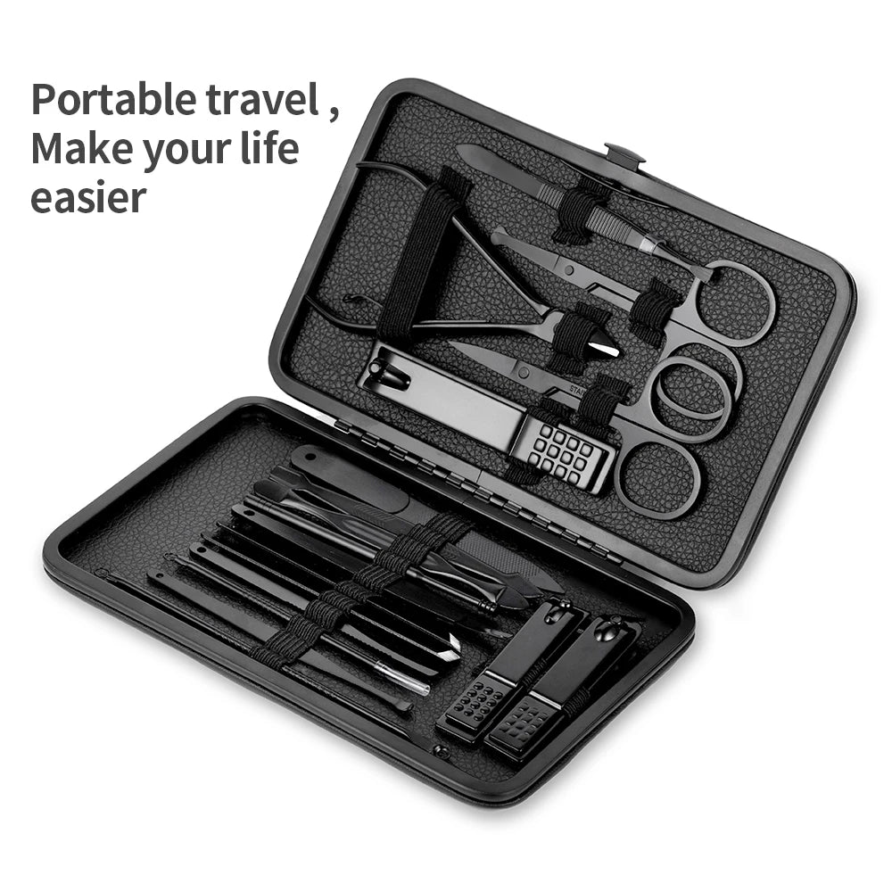 Black Nail Clipper Set Stainless Steel