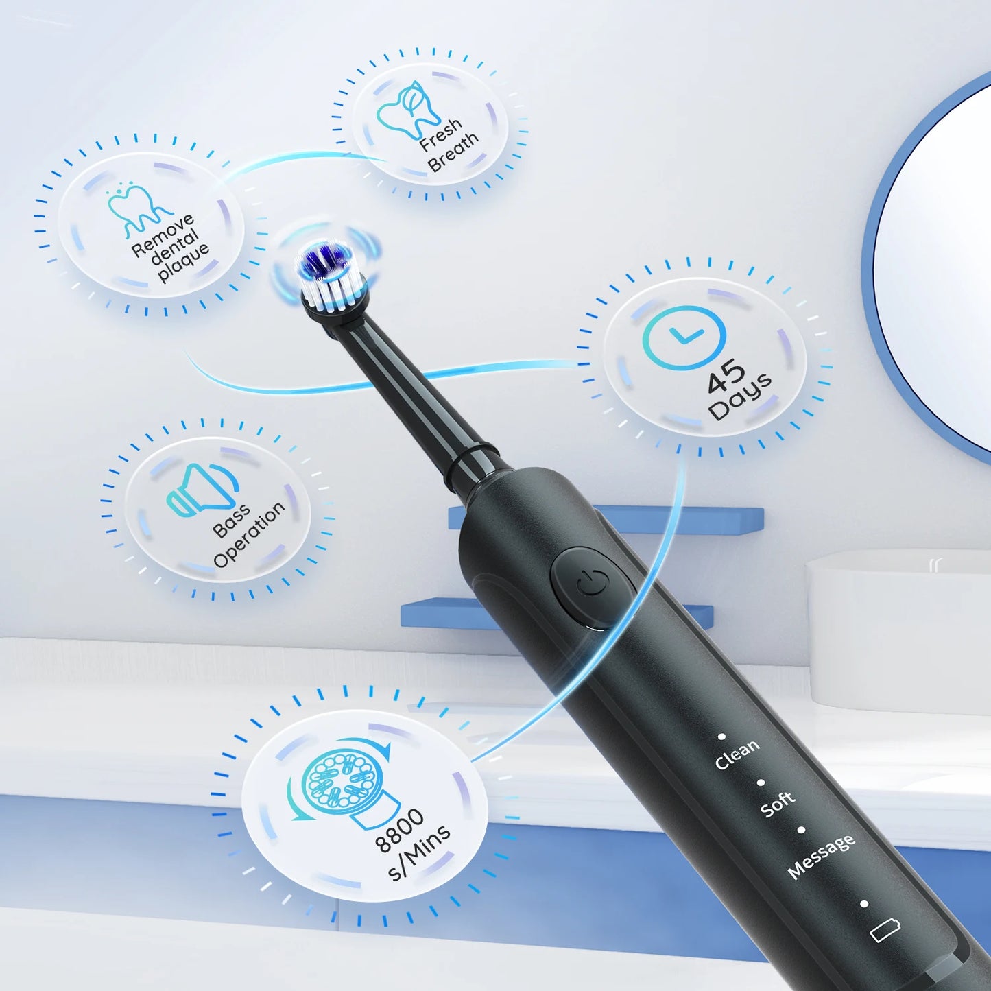 Electric Toothbrush 4 Extra Heads