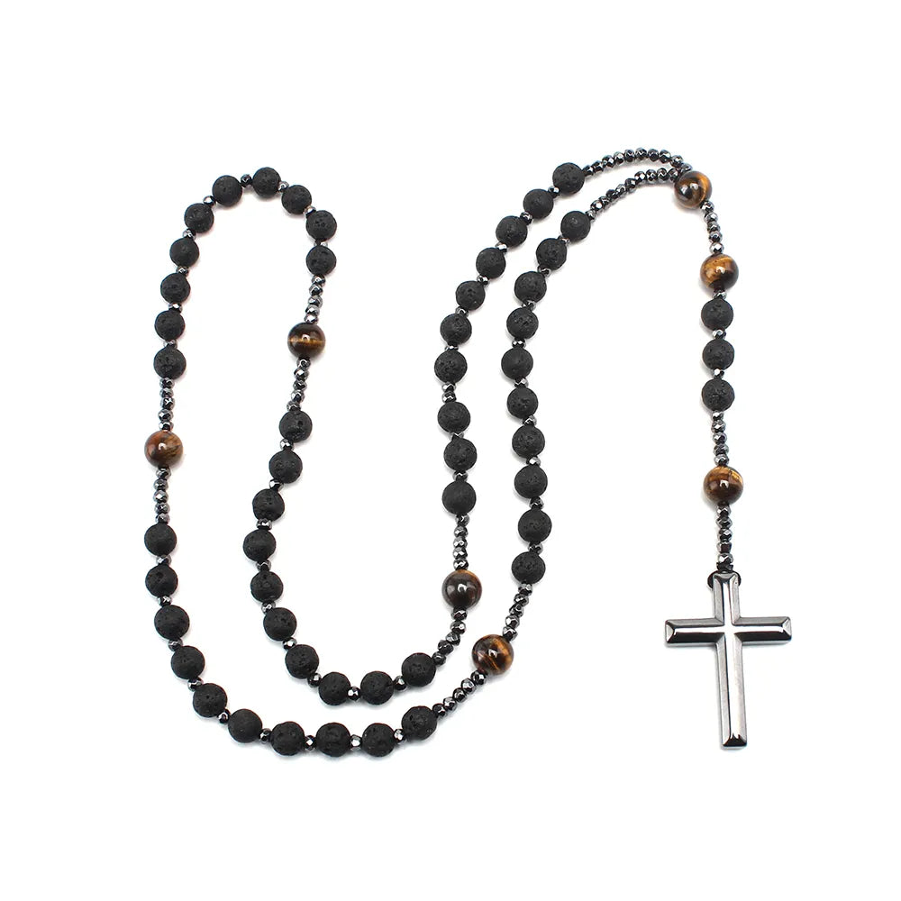 Natural Stone Tiger-eye Hematite Necklace