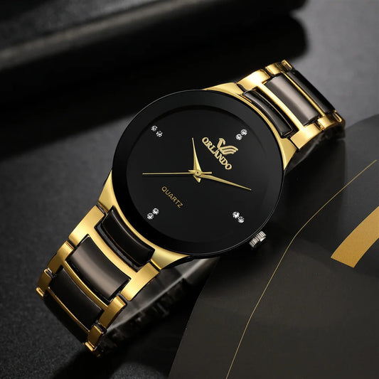 Men dial steel quartz watch