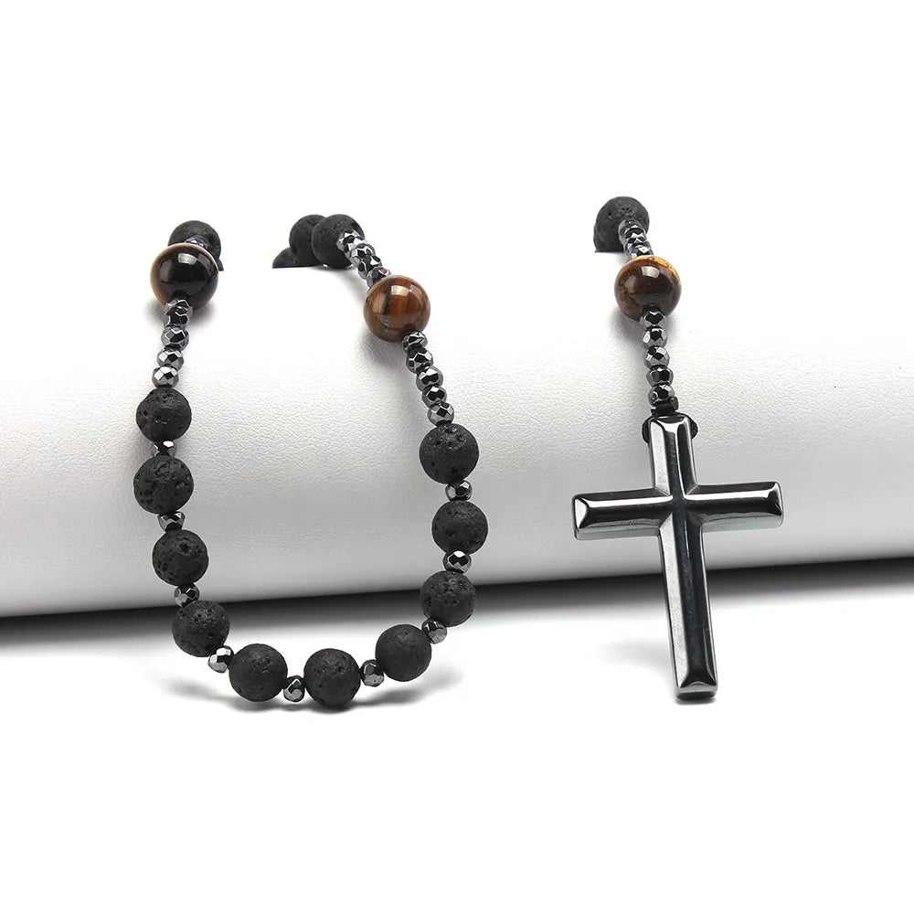 Natural Stone Tiger-eye Hematite Necklace