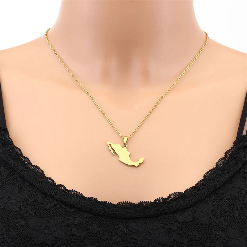Unisex Mexico Map Necklace